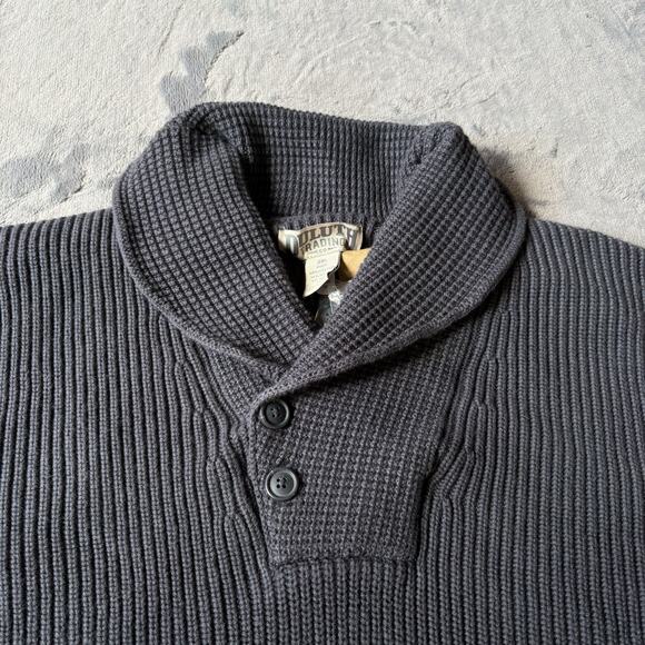 Duluth Trading Co. Mens 3XL Shawl Collar Sweater Rib Knit Pullover Elbow Patches - Picture 2 of 13